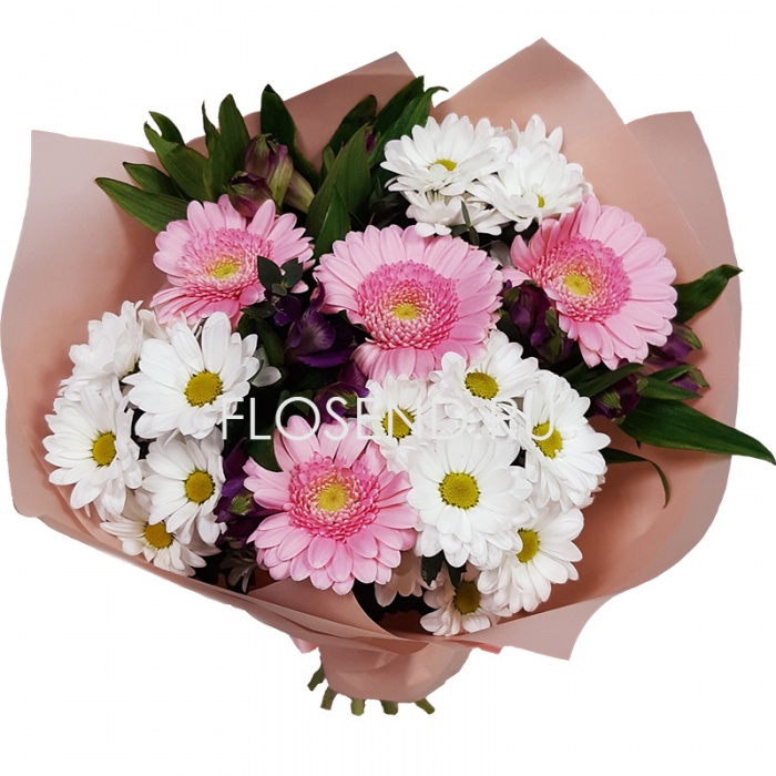 Букет из гербер и альстромерии и хризантем